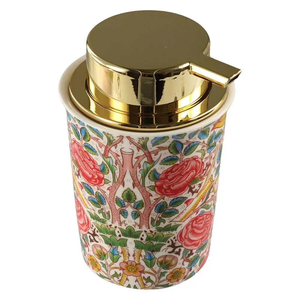 Dispenser di sapone in schiuma ceramica decorativa floreale Bottiglia di schiuma liquida delicata di lusso Bottiglia di pompa per sapone per le mani vintage da 250 ml