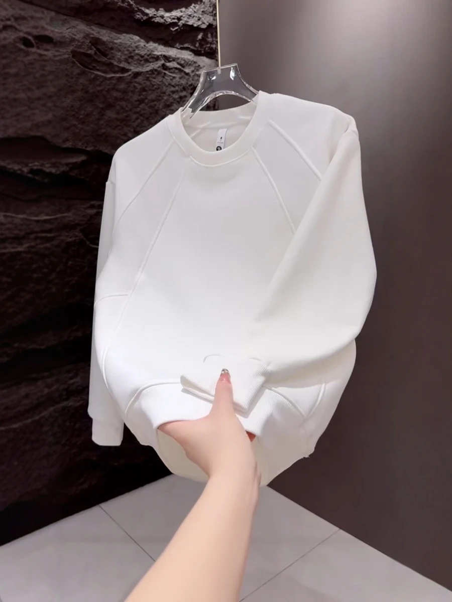 

Модный повседневный мужской свитшот с длинным рукавом и круглым вырезом, однотонный, роскошный, удобный, осенне-зимняя новинка