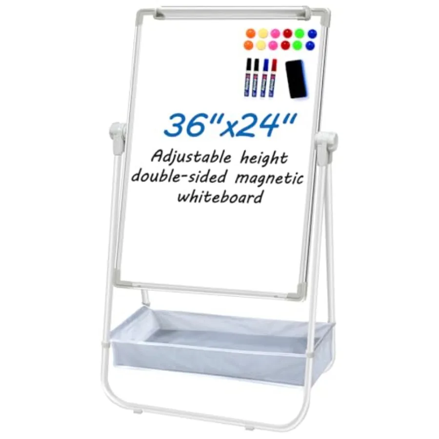 

Двусторонняя магнитная доска для сухого стирания на подставке, 36x24 дюйма, с регулировкой высоты и поворотом на 360° ° Вращение