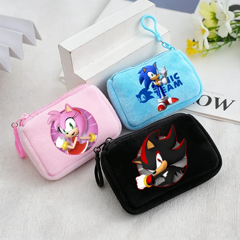 Porte-monnaie Sonics, Portefeuille de jeu de dessin animé Shadow, Sac de rangement portable pour cartes d'identité et clés, Sacs à main mignons Amy Rose, Cadeaux d'anniversaire