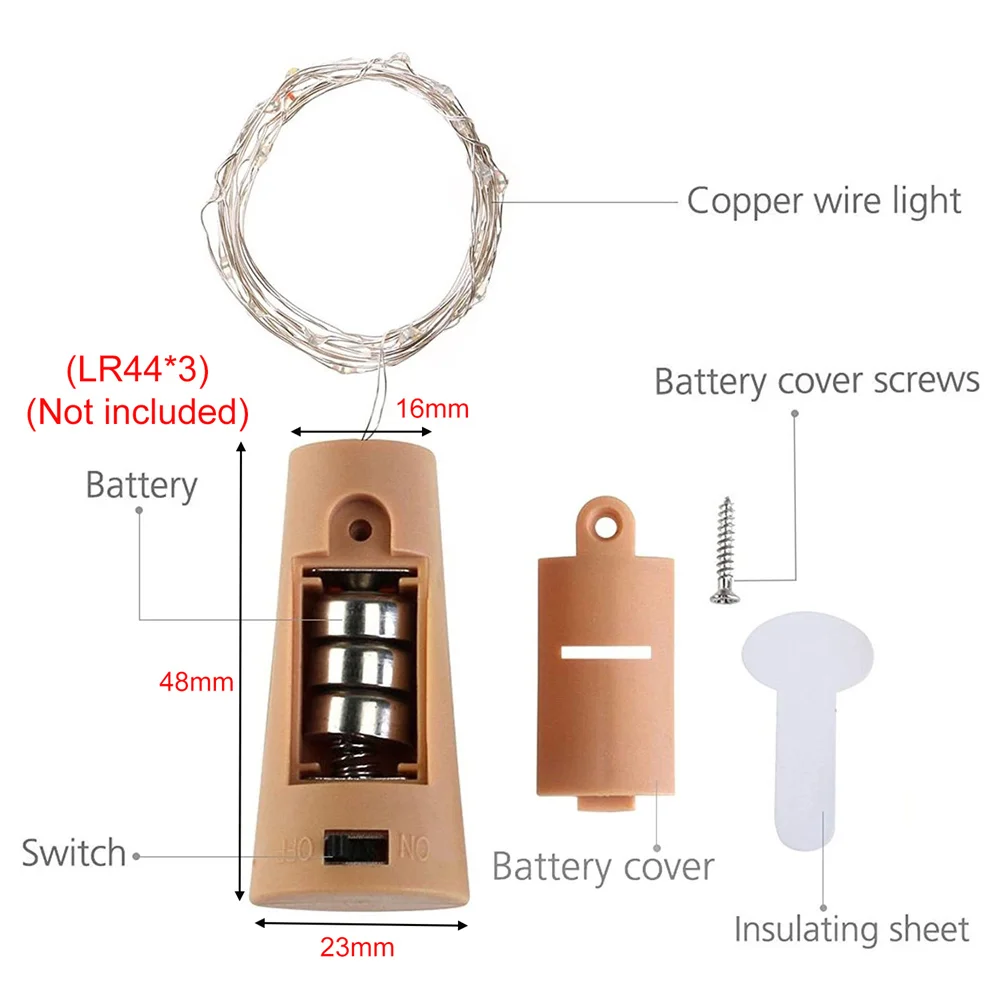 Aoyuansea luces solares para botellas, guirnaldas con batería, festón de hadas, luz LED con forma de corcho para Navidad, fiesta de boda en casa