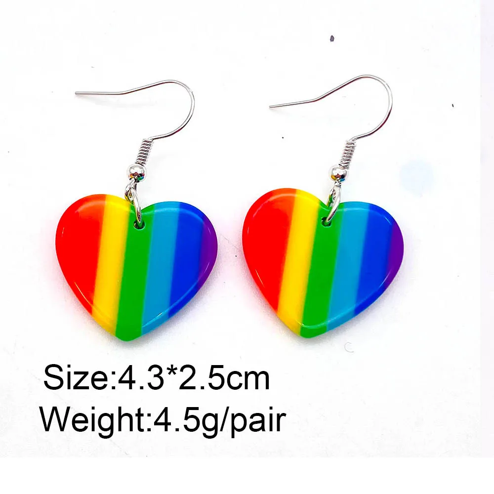 أقراط عصرية من الأكريليك بألوان قوس قزح أقراط على شكل نجمة وقلب مثلية أقراط متدلية على شكل فتاة للسيدات هدايا أعياد الميلاد #6