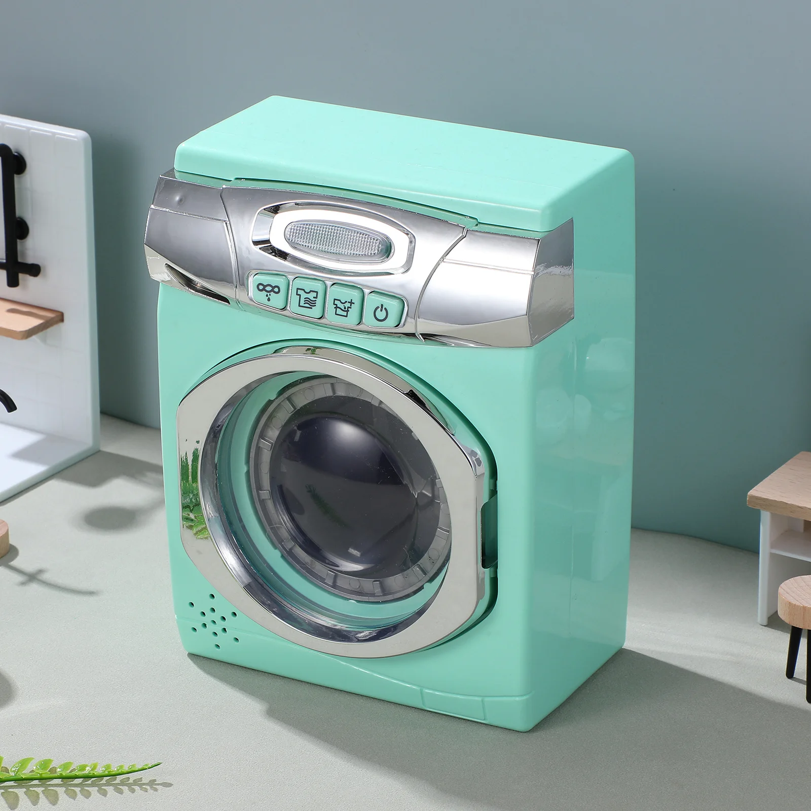 Set da cucina simulato in plastica Giochi di finzione Lavatrice Asciugatrice per bambini Regalo educativo per giochi di ruolo per elettrodomestici per l'apprendimento precoce del bambino