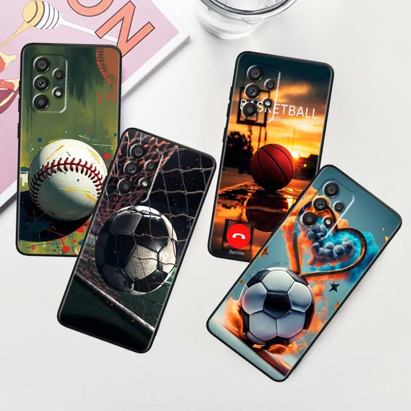 

Sports equipment ball Cover For Samsung A41 A35 A34 A33 A32 A25 A24 A23 A21s A06 A05 A04 A03 Note 10 20 Ultra 5G Black