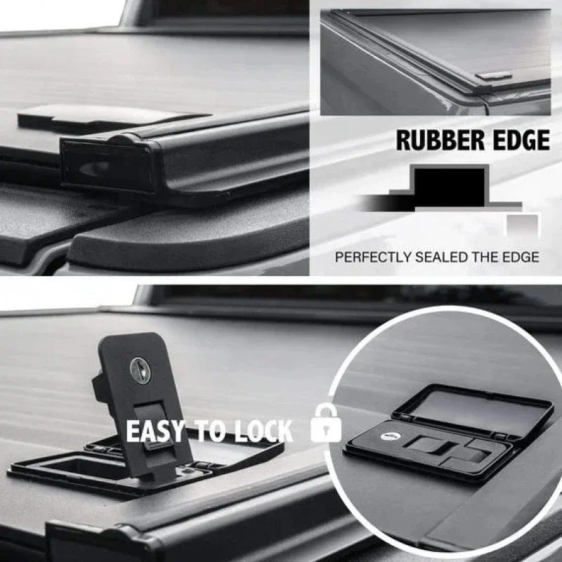 Rustproof Relile Hard Aluminum Retrac Roller Shutter Tonneau Cover, Custom Fit Pickup Truck Bed Protective Accessory Waterproof