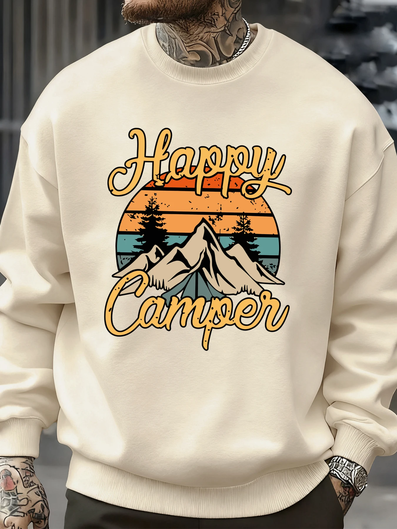 سعيد العربة جبل طباعة الصوف أساسيات الشارع الشهير الذكور س الرقبة الخريف البلوز Crewneck فضفاض هوديي الرياضة العصرية القمم #2