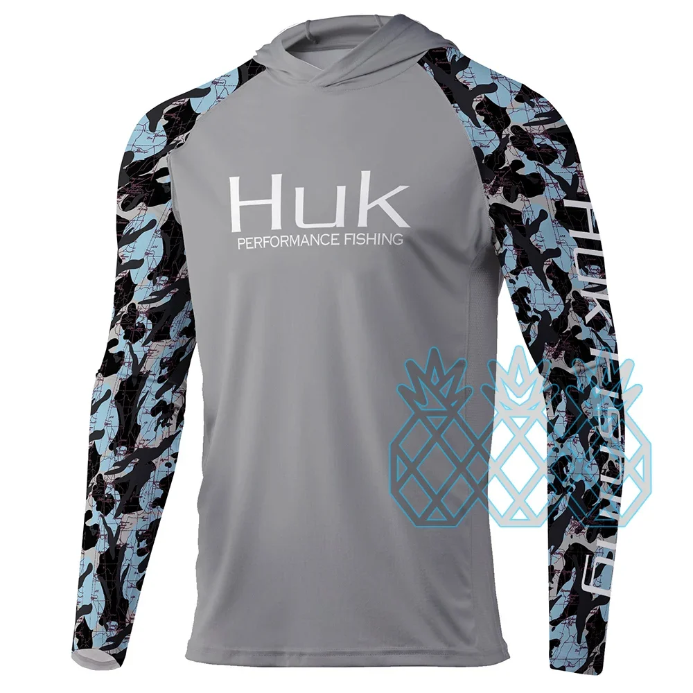 

HUK Men's Fishing Hoodie Long Sleeve Sun Protection Performance Shirts Outdoor Anti-mosquito Breathable Fishing Clothing Gear