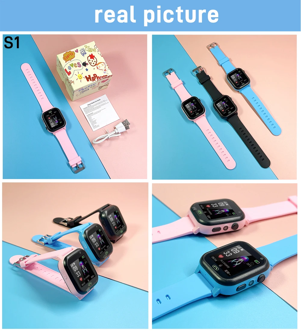 ساعة ذكية للأطفال SOS LBS موقع بطاقة Sim دعوة الطفل SmartWatch كاميرا IP65 مقاوم للماء ساعة الهاتف للبنين بنات هدية هدية