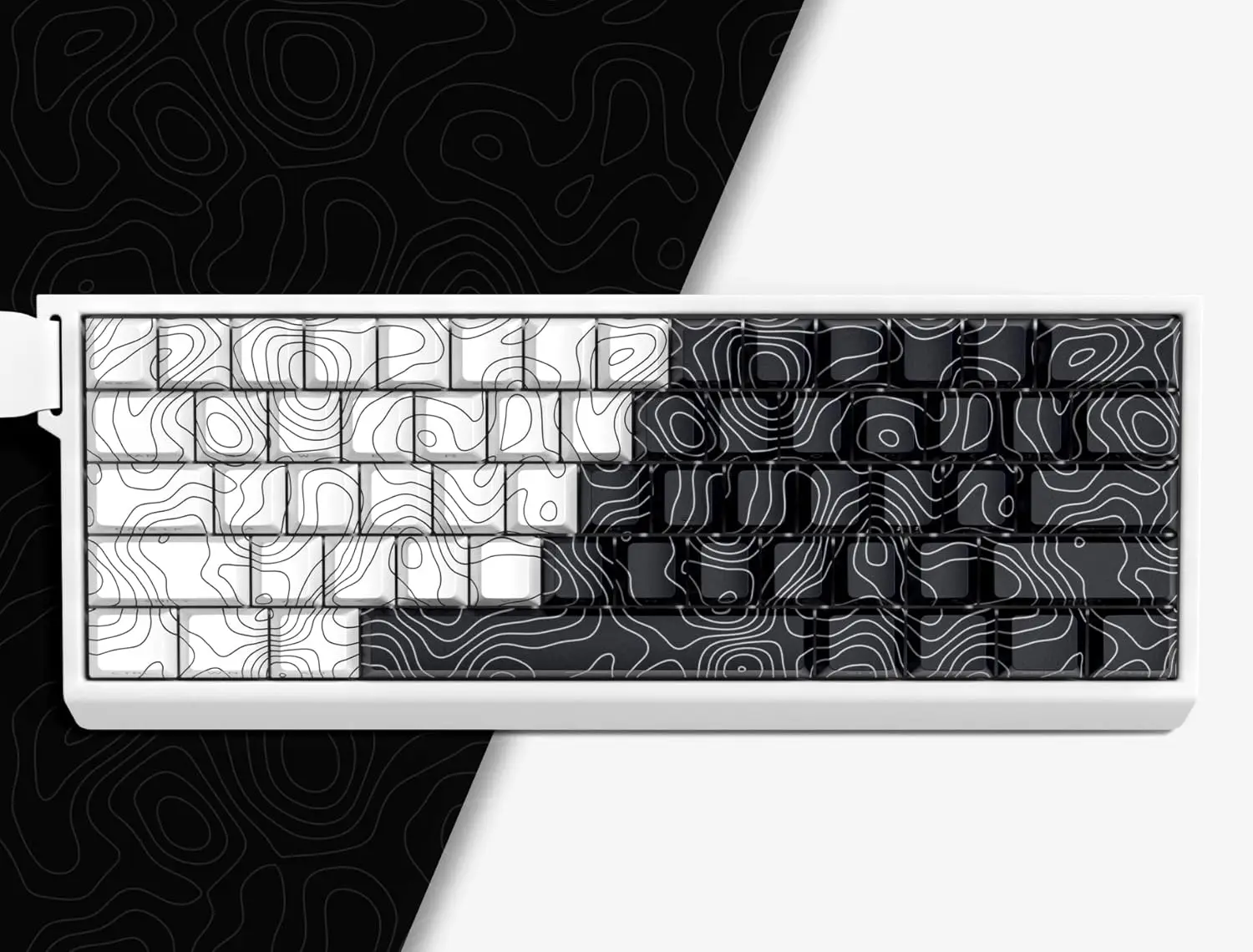 

Double Shot PBT keycaps,White Black Topographic keycaps,Dye-sub keycaps Shine Through,Side Print Keyboard caps,dye Sublimation,C
