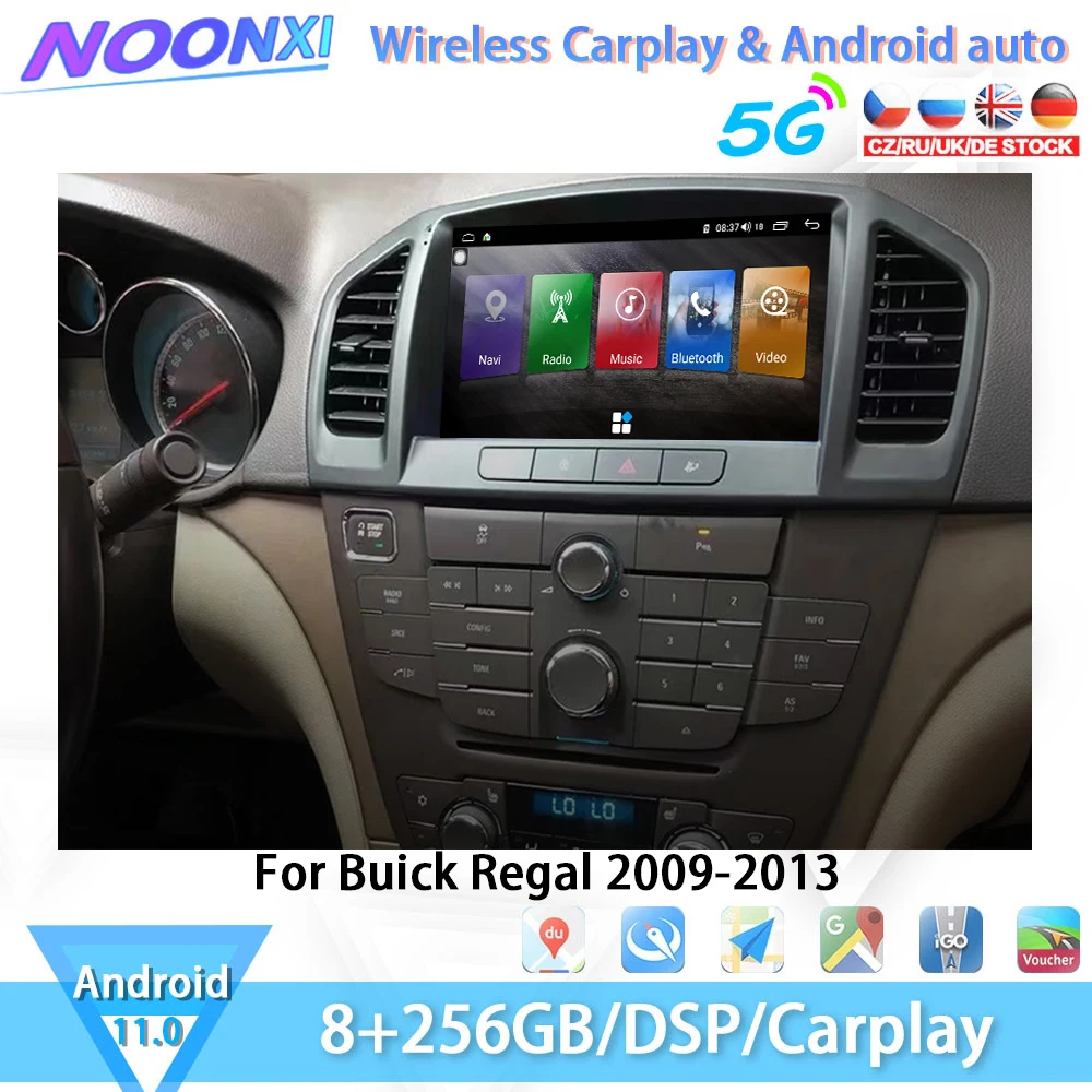 For Buick Regal 2009-2013 Car Multimedia Player Accessories GPS Navigation Video Radio Stereo Carplay Head Unit Android 116+128G