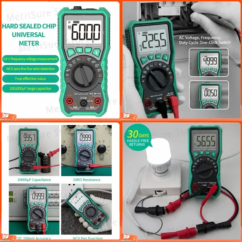 High Precision Auto Range Capacitance Meter Digital Multimeter for Electricians Pocket Size Universal Tester with Capacitance
