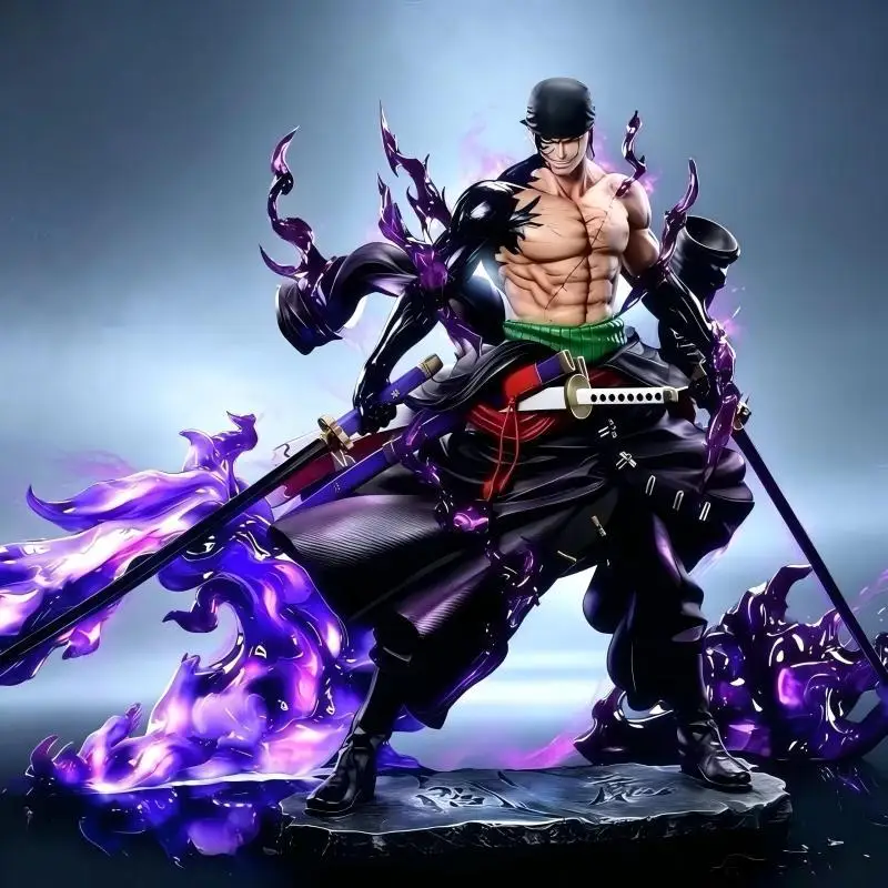 ONE PIECE Sauron figure, Purgatory Ghost Slash, three knife flow purple flame scene animation peripheral ornaments