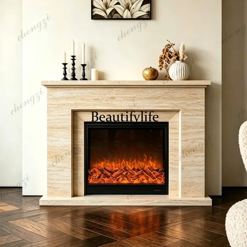 BBB Modern and simple, imitation marble fireplace cabinet entrance door living room wabi wind imitation travertine porch mantel