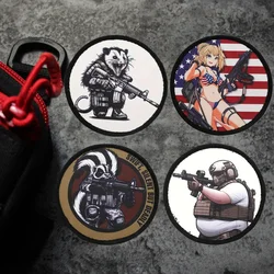 American Flag Girl Printed Patch Gun Morale Badge Military Tactical Patches Backpack Armband  Hook and Loop Stickers for Clothes