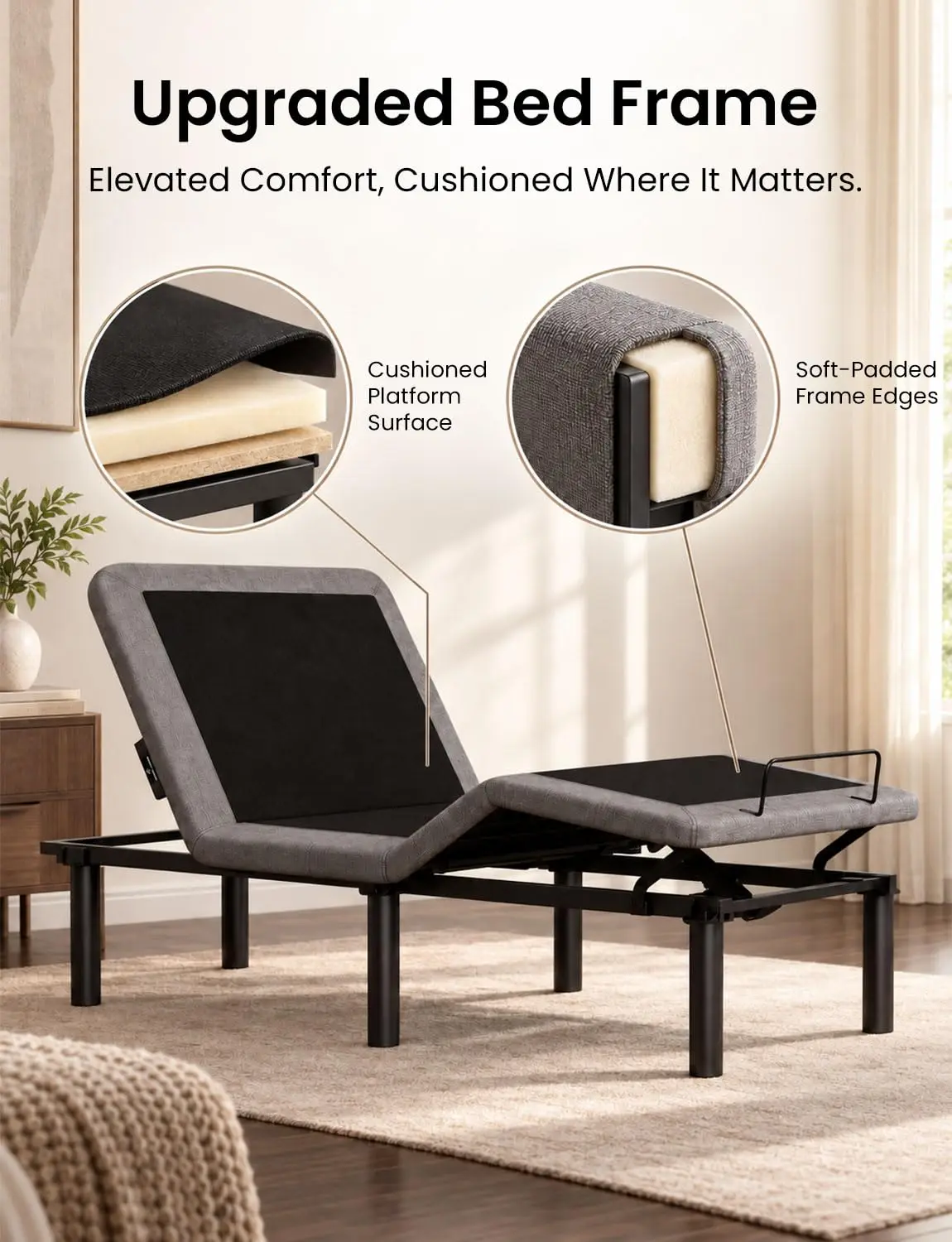 Twin XL Adjustable Bed Frame w/ Massage & Wireless Remote, Customized