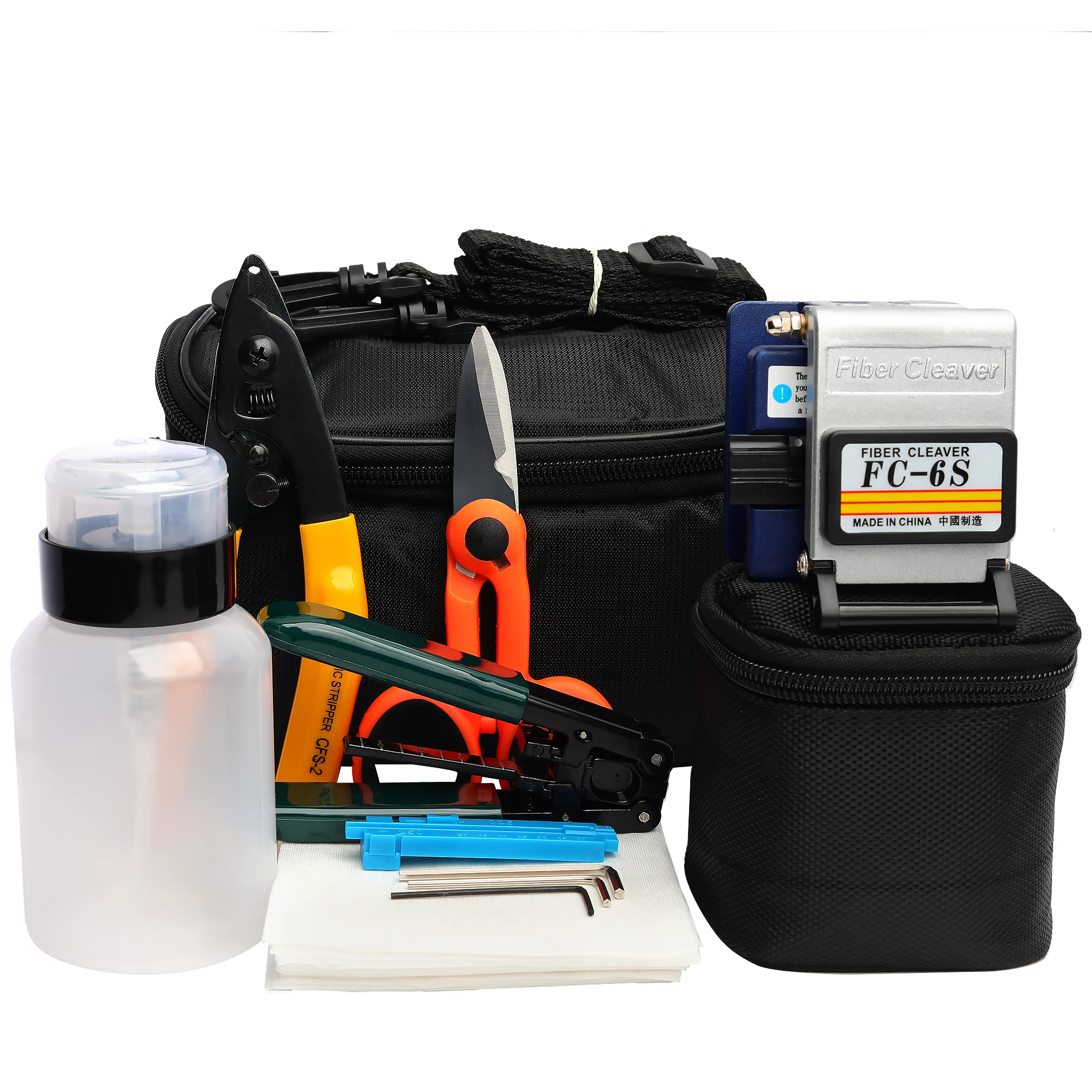 

FTTH Cable Stripping Tool 12-Piece Fiber FC-6S Cutter and Stripper Waterproof Bag Kit