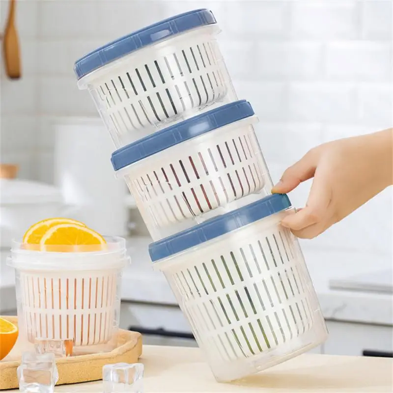 Refrigerator Storage Box Kitchen Food Vegetable Fruit Storage Box Drain Basket Storage Containers Fridge Organizer Storage Box