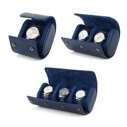 Caja reloj portátil azul, caja almacenamiento reloj cuero calidad, organizador relojes multifunción a