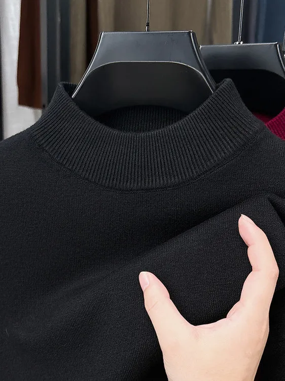 Pull tricoté pour hommes, col haut, coupe ample, couche de Base de couleur, haut chaud d'hiver, Busin décontracté, Long, Sve