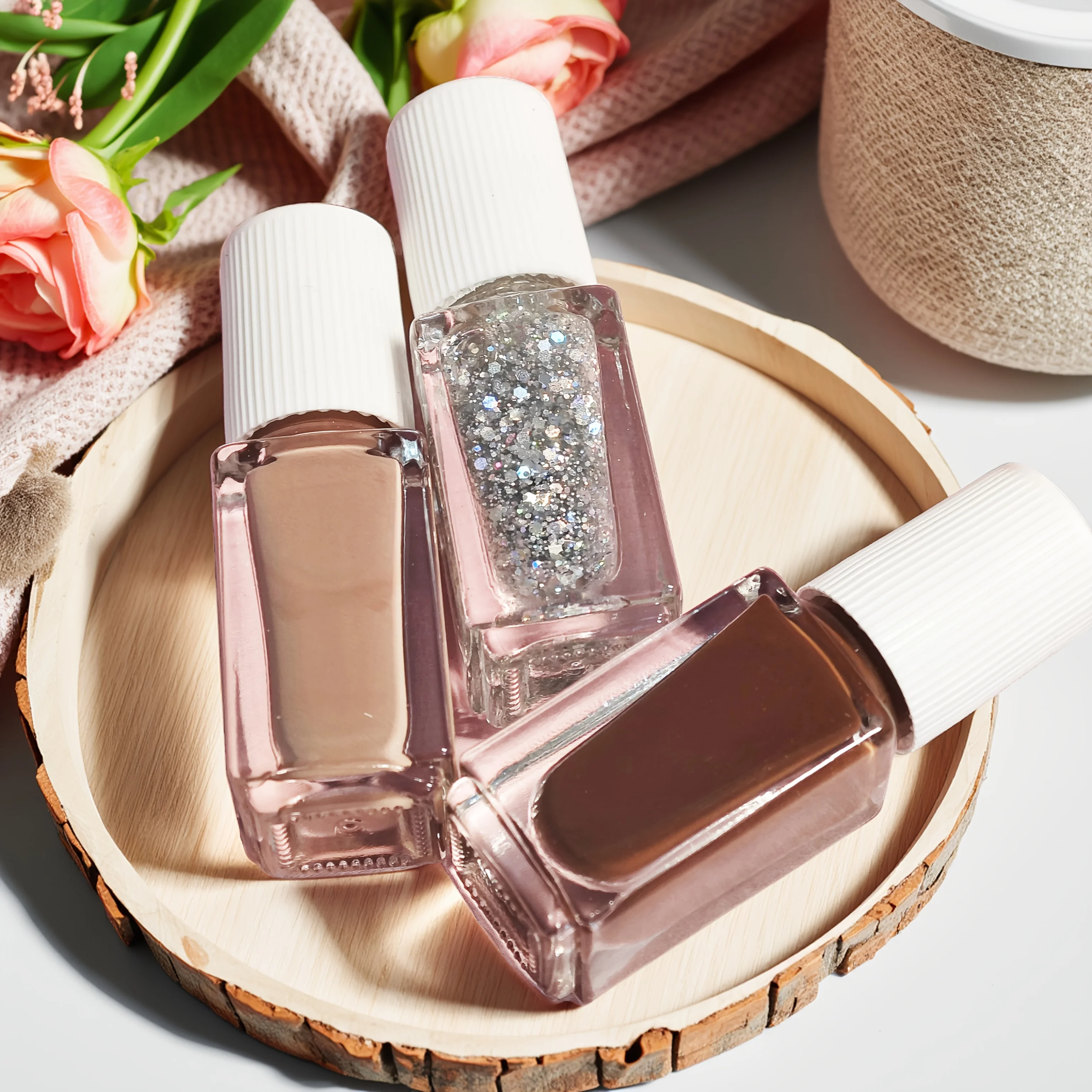 v14 Chocolate Mousse 3 - piece Set of No - bake Nail Polishes. Quick - drying, long - lasting, peel - able and water - based