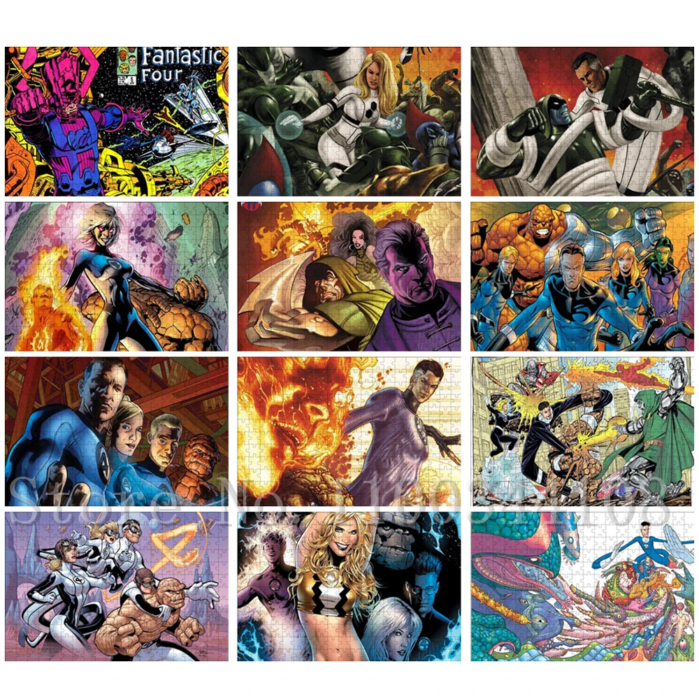 Disney-rompecabezas de Marvel Comicis para adultos, juego de ensamblaje, cuatro fantásticos, 300/500/1000 piezas, rompecabezas de papel, juguetes antiestrés