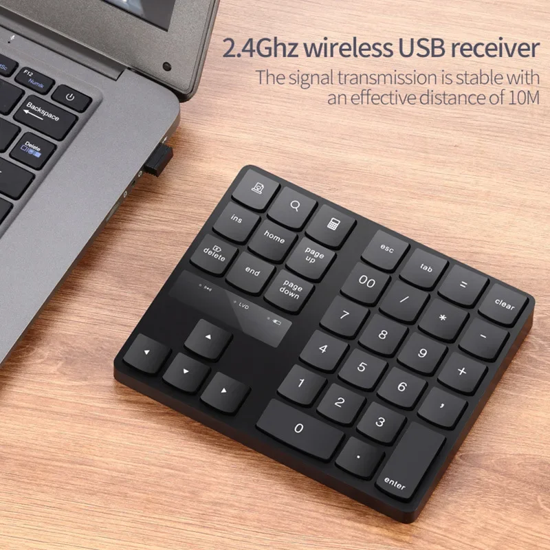 

2.4G Wireless Digital Keyboard Charging 35 Keys Buttons Multimedia Number Numeric Keypad USB Receiver Plug Rechargeable Numpad