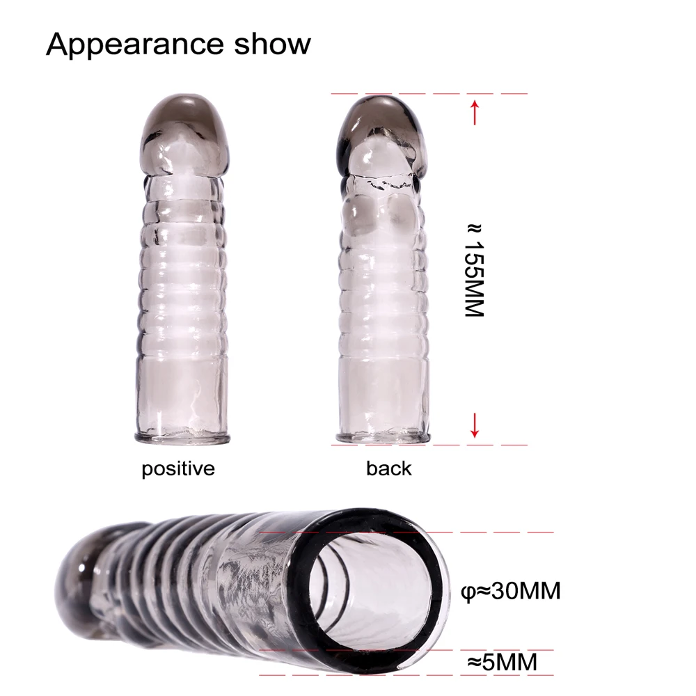 Silicone Reusable Condom Enlargement Penis Sleeve Extender Enhancer Penis Cocks Cover Delay Ejaculation Adult Sex Toys For Men