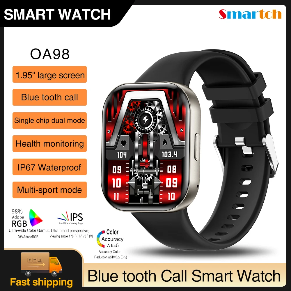 

2024 New 1.95" Men Blue Tooth Call Smart Watch Sports Fitness Heart Rate Bracelet Waterproof Music Play Women Fashion Smartwatch