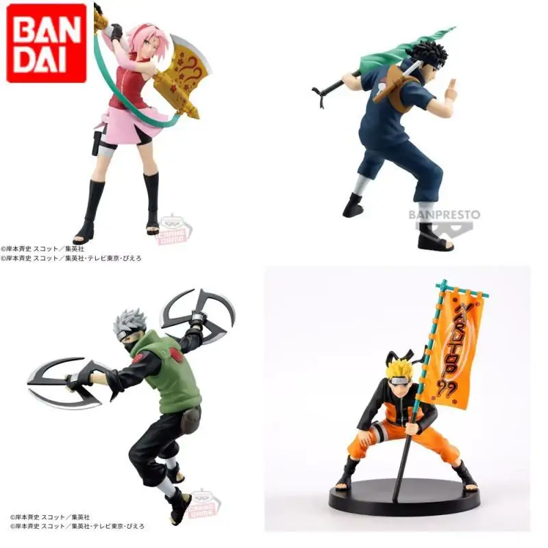 In Stock Original BANDAI BANPRESTO NARUTOP99 Uchiha Obito Hatake Kakashi Uzumaki Naruto Haruno Sakura Pvc Figure Model Doll Toy