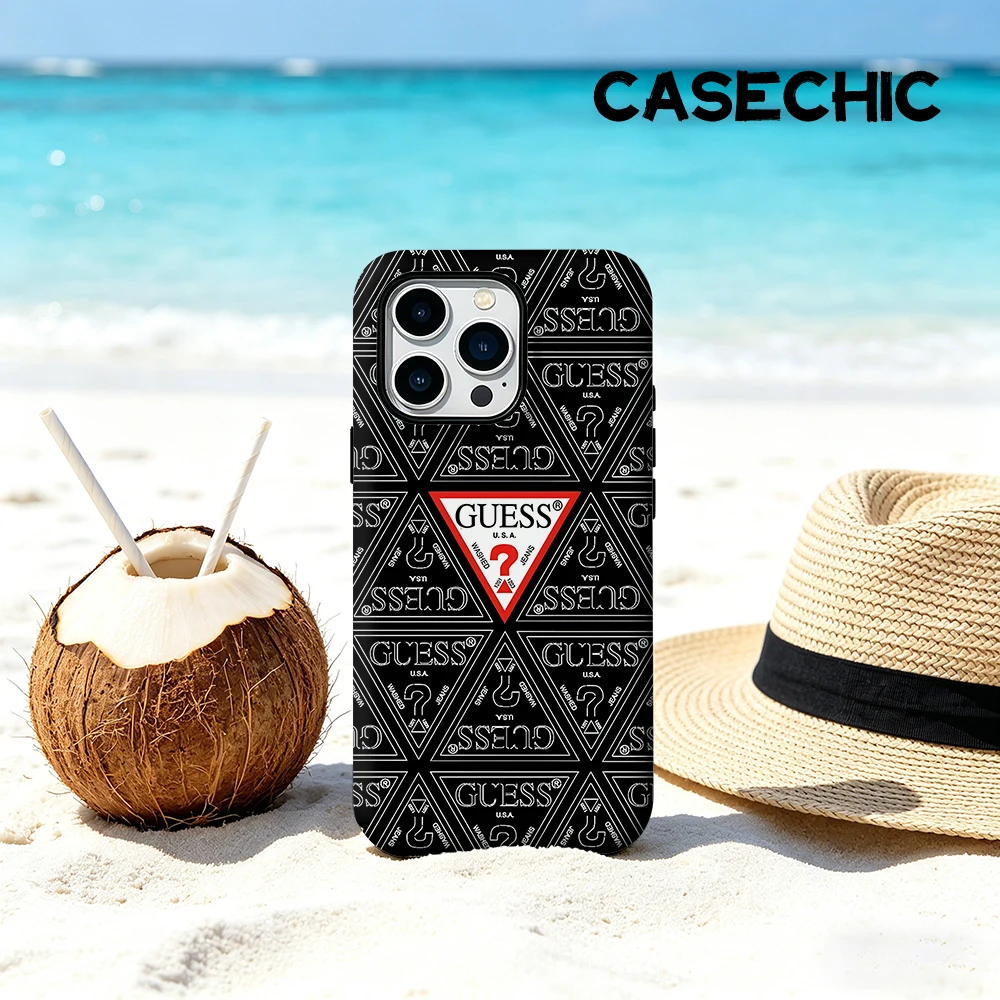 CaseChic Hülle Matte Bumper für MagSafe Hülle für iPhone 17 16 15 14 Plus 13 Pro Max Stoßfeste Harte PC Schwarze G-Guess-s Logo Abdeckung