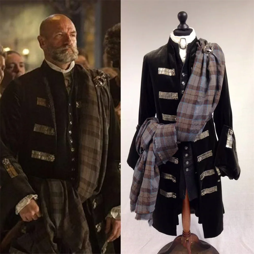 Outlander season1 Dougal MacKenzie Cosplay Costume Man's Highland Gothic Suit  Medieval Dress Halloween Party  Outfit