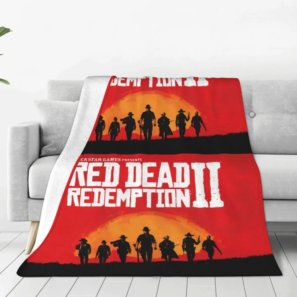 Red Dead Redemptions 2 RDR2 Velvet Throw Blanket US West cowboy Blanket for Sofa Bedroom Super Soft Quilt