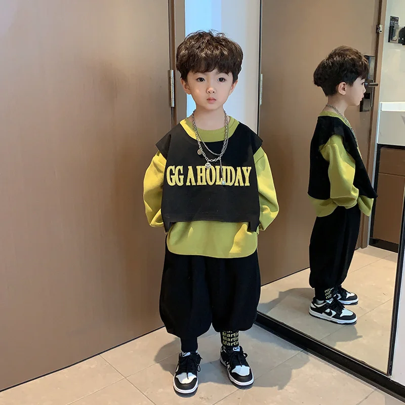 

Boys Sweatshirts +Pants Kids Suits 3PCS/Set Cotton 2024 Cool Vest Spring Autumn Cotton Tracksuits Sport Christmas Gift Children