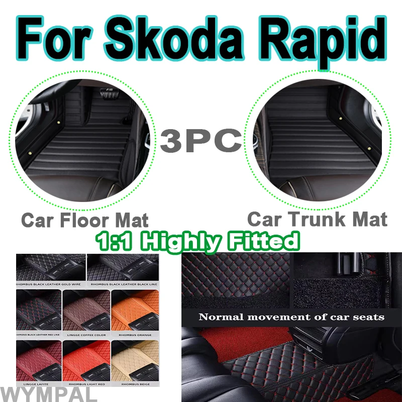 

Luxury Custom Car Floor Mats For Skoda Rapid 2013 2014 2015 2016 2017 2018 2019 2020 Auto Foot Carpet Cover Interior full Pads