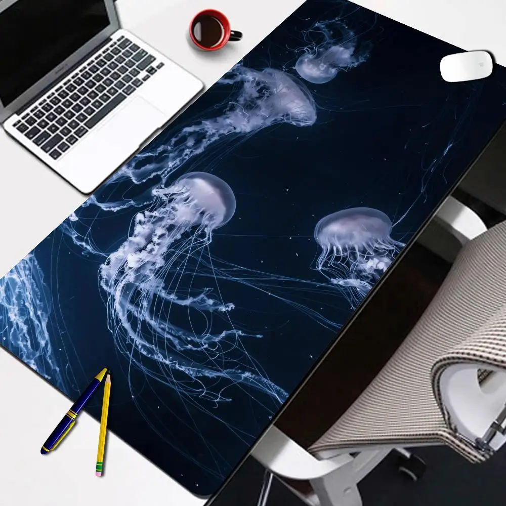

Hot Clear Jellyfish Large Mouse Pad Computer E-sport Keyboard Pad Mouse Mat Natural Rubber Anti-Slip Office Desk Pad Gift