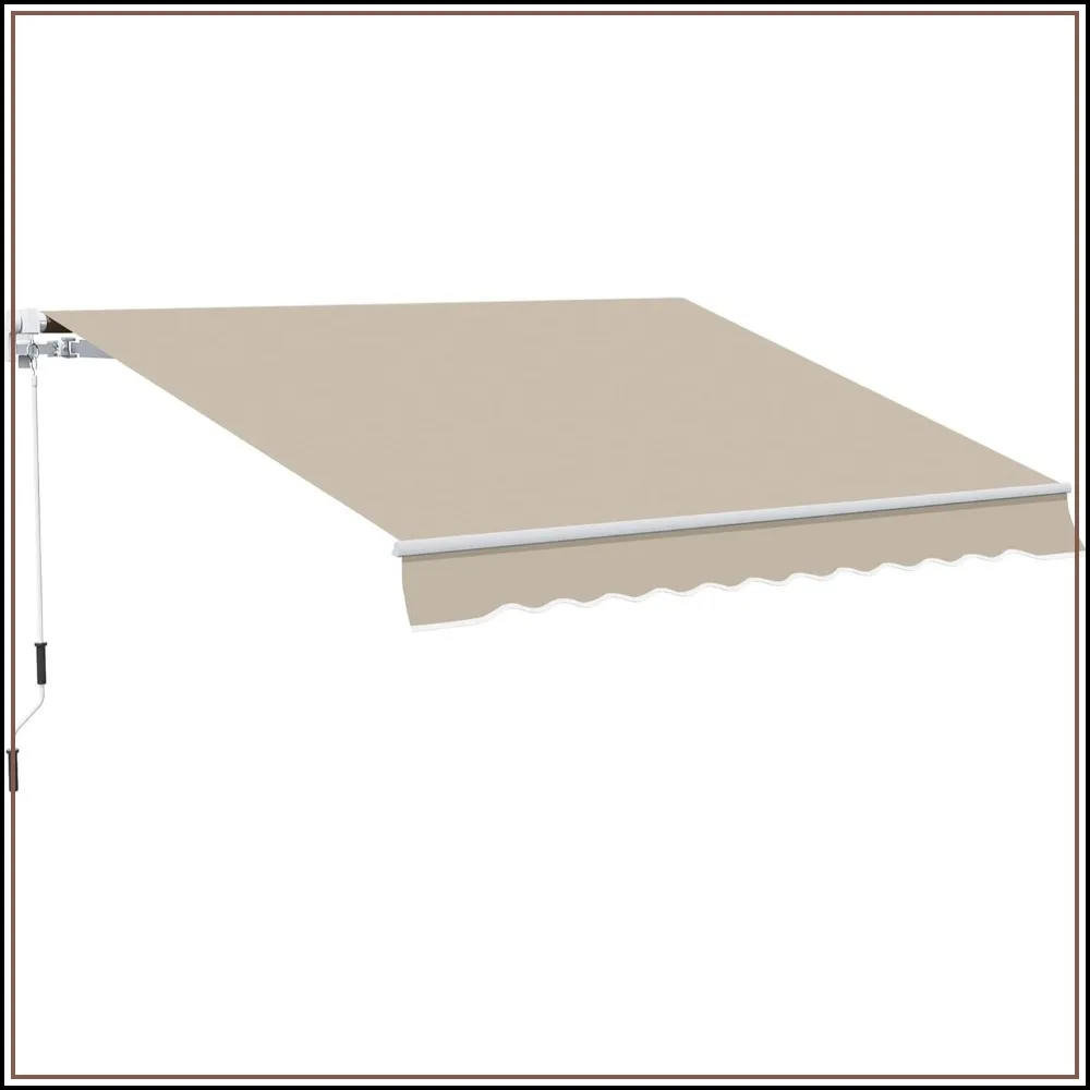 

13x8 Retractable Awning with Manual Crank, UV & Water-Resistant, Aluminum Frame for Patio, Deck, Balcony, Beige