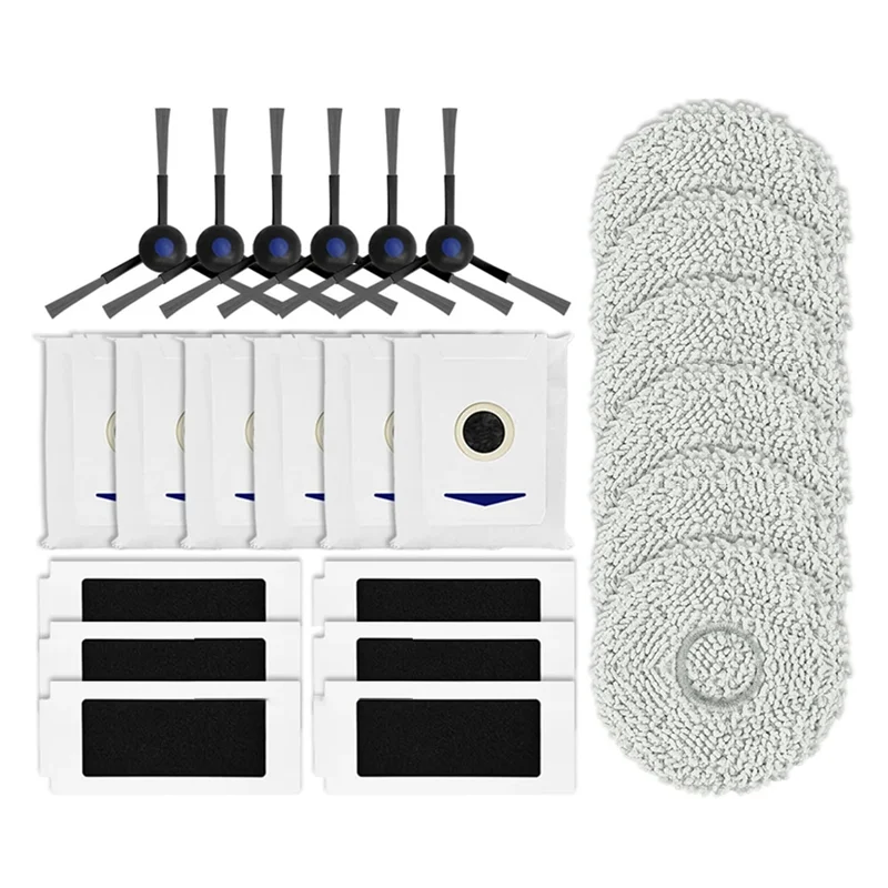 Abdj-para ecovacs t30 pro omni robô substituição escova lateral filtro hepa mop almofada saco de pó peças reposição acessórios