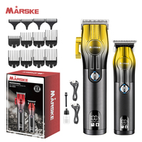 MARSKE Electric Hair Clipper & Trimmer | LED Digital Display | 2-in-1 Twin Set | Gradient Carving | 2-Piece Grooming Kit