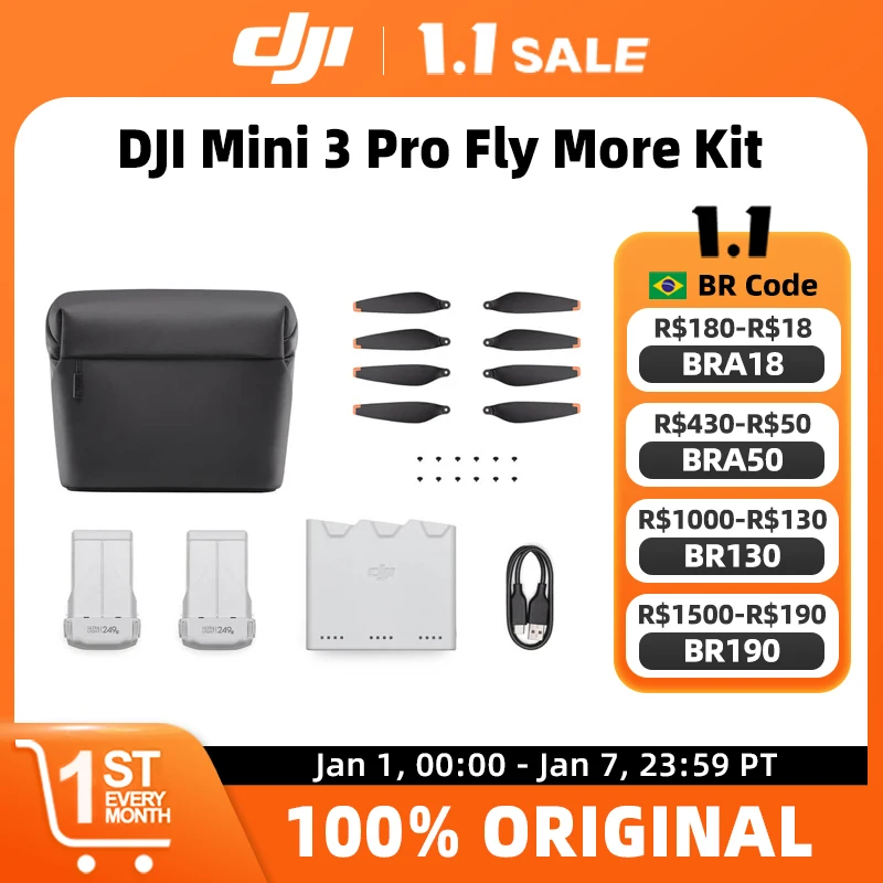 DJI Mini 3 Pro Fly More Kit Intelligent Flight Battery Two-way Charging Hub Propellers Shoulder Bag for DJI Mini 3 Pro Original