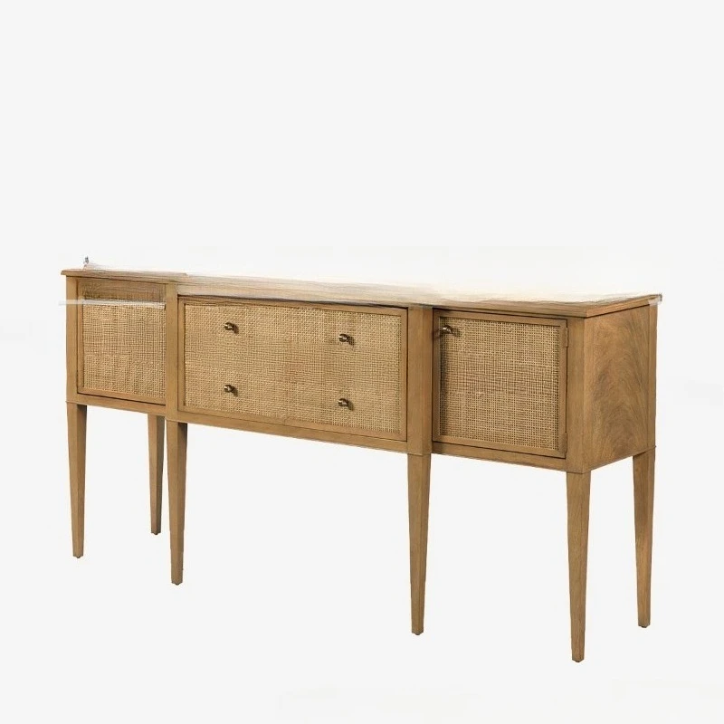 

American Retro Solid Dining Side , Locker, Chinese Braided Rattan Side , Entrance Cabinet, Living Room Against The Wall