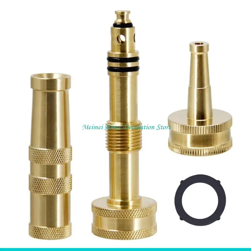 H7BF 2Pcs Brass Heavy Duty Adjustable Twist Hose Nozzle Jet Sweeping Sprayer for Car Wash Watering Flower Garden