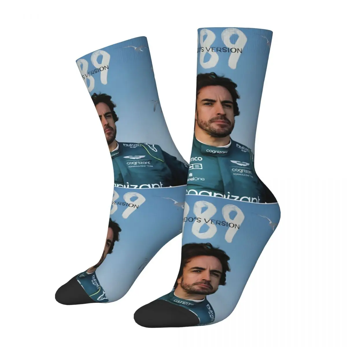 Vintage 1989 FERNANDO ALONSO Men\'s compression Socks Unisex Fernando Alonso Harajuku Seamless Printed Novelty Crew Sock