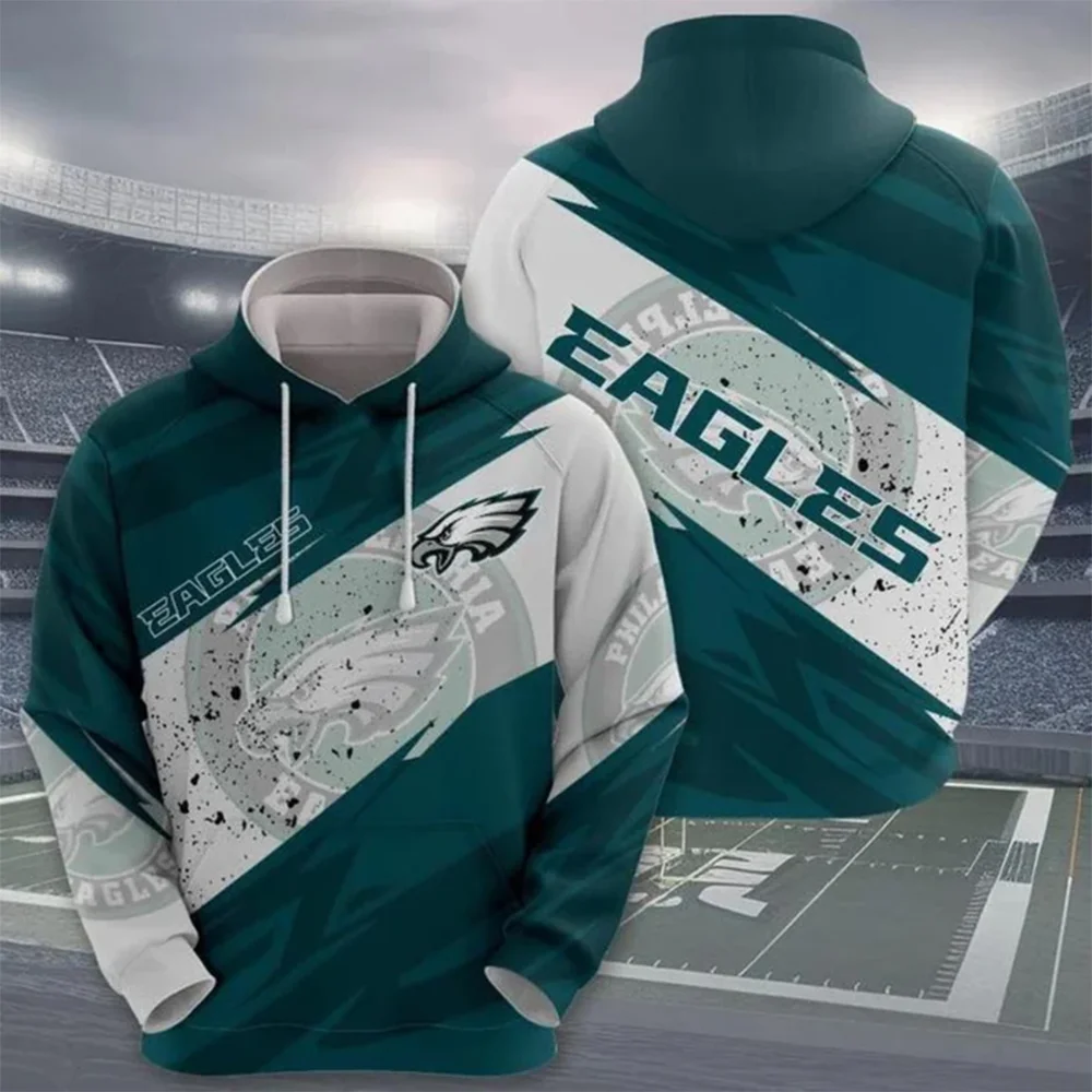 New Philadelphia American football Hoodie Warm Popular Hoodie Casual Long Sleeve Pullover Hoodie Eagles Bold Logo Printing Hoodi