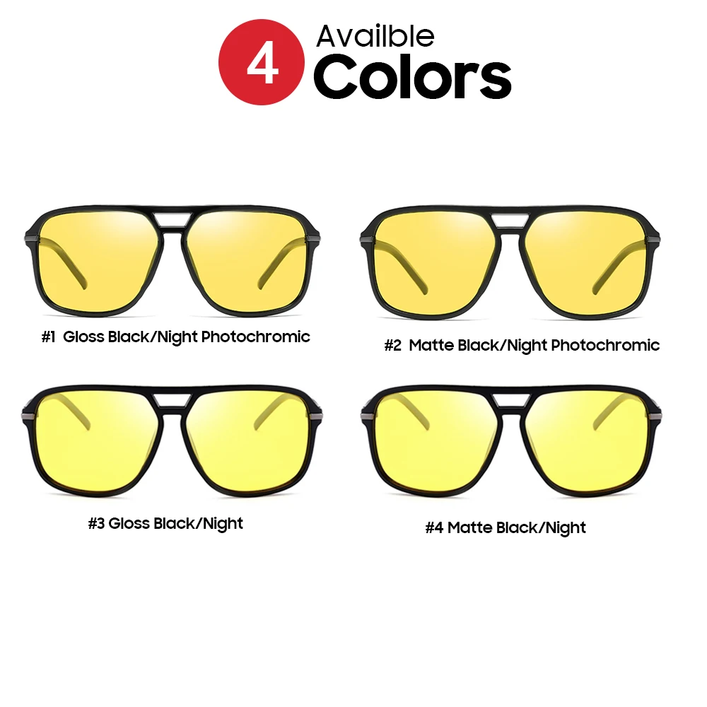 VIVIBEE Männer Polarisierte Nachtsicht Gläser Gelb Retro Quadrat Übergroßen Photochrome Brille Frauen Mode Fahren Sonnenbrille – Detail 10