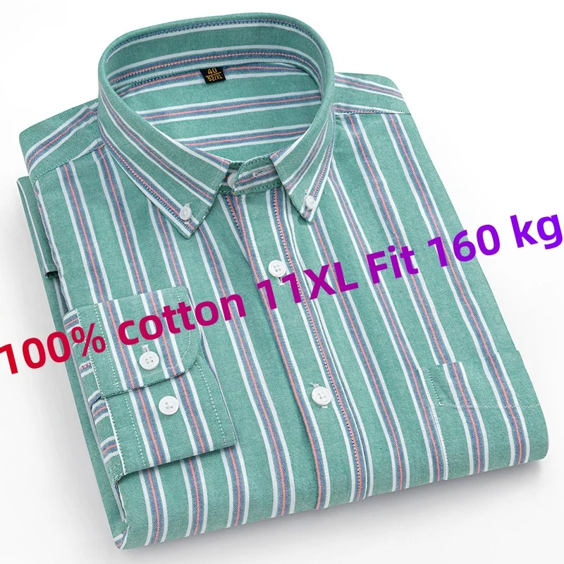 

11XL Fits 160 KG Men Shirts 100 Cotton Long Sleeve Shirt for Men with Pockets Blue Navy Men Shirt Long Sleeve Slim Fit
