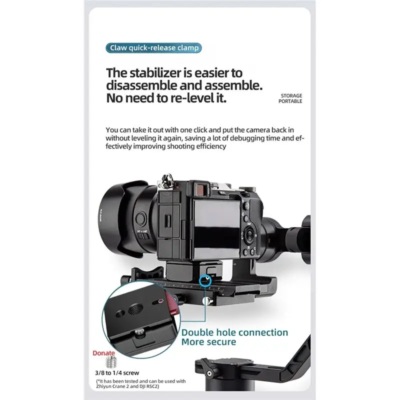 Claw Quick Release Plate Mount 1/4 Inch Tripod Base Gimbal Quick Switch System for DSLR Camera Accessories