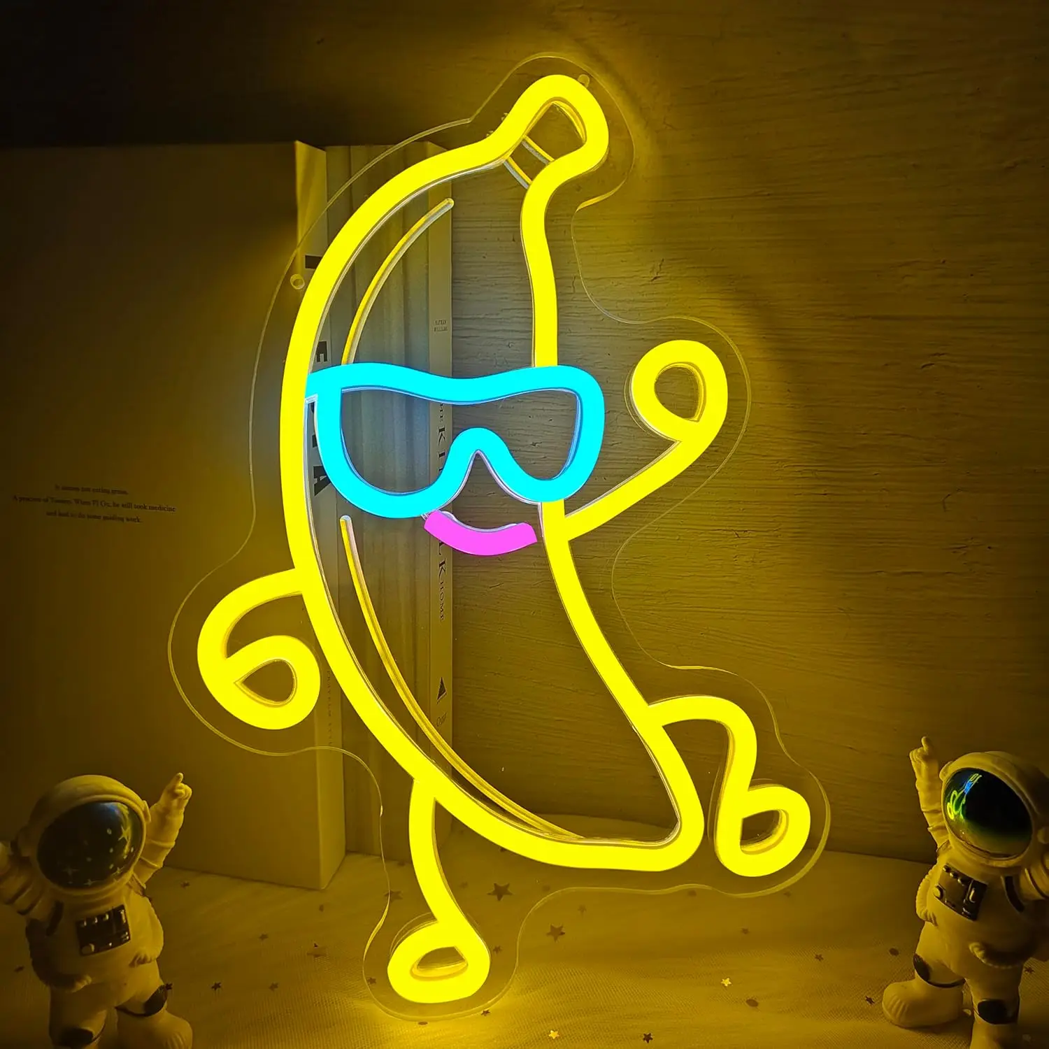 Banana Dancing Neon Sign LED Dimmable Wear Sunglasses Cool Neon Lights for Bedroom Fruit Shop Birthday Party Wall Art Decor