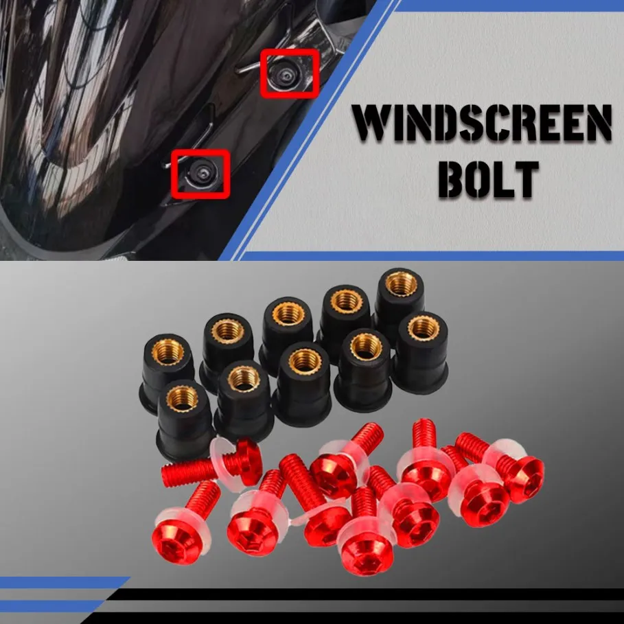 

5mm 10PCS M5 Windscreen Bolts Kits For Honda CBR125R CBR150R CBR250R CBR300R CBR250RR CBR400R CBR500R CBR600F CBR650F CBR650R