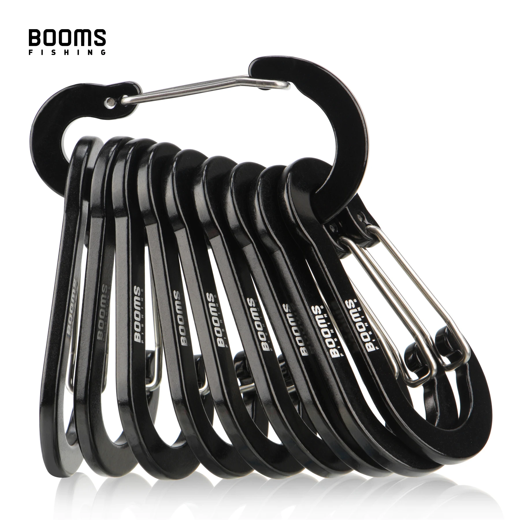 Booms Fishing CC5-7cm Mehrzweck-Karabinerhaken, 10 Stück, 2,7 Zoll, kleine Caribeener-Clips, Mini-Schlüsselanhänger, Angeln, Aluminium-Caribeaner-Clip – Detail 1