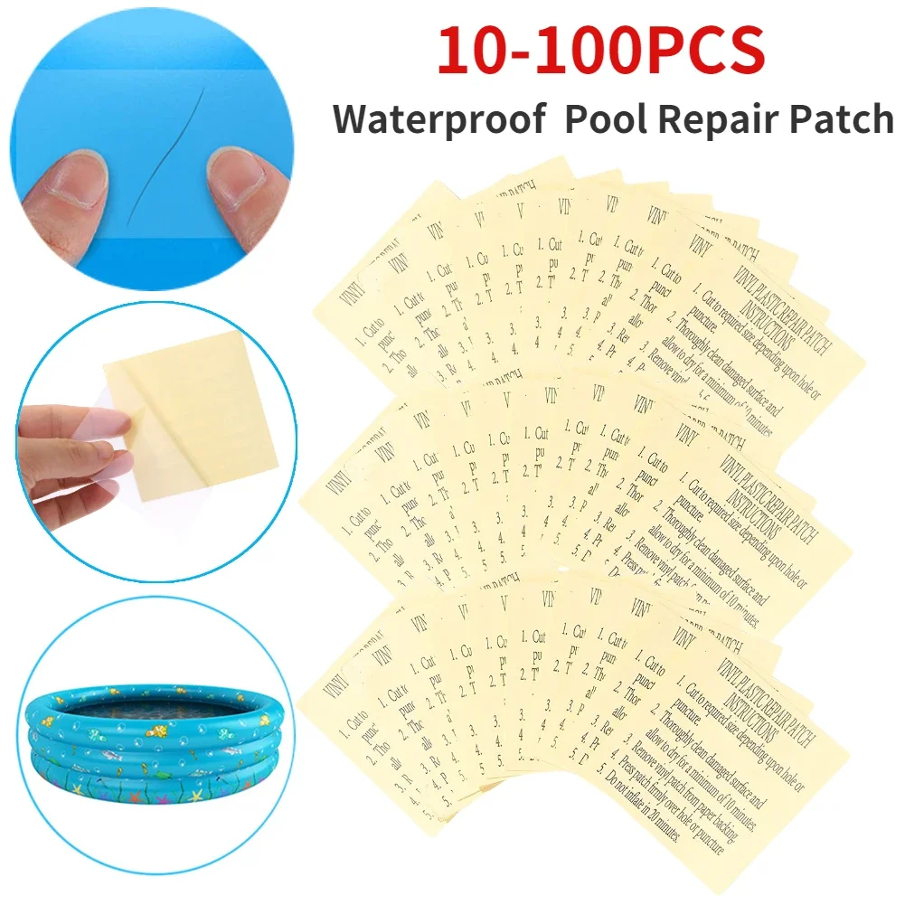 

10-100pcs Self-Adhesive Pool Repair Patch Waterproof Pool Liner PVC Repairing Patches Stickers for Inflatable Products Boat Raft